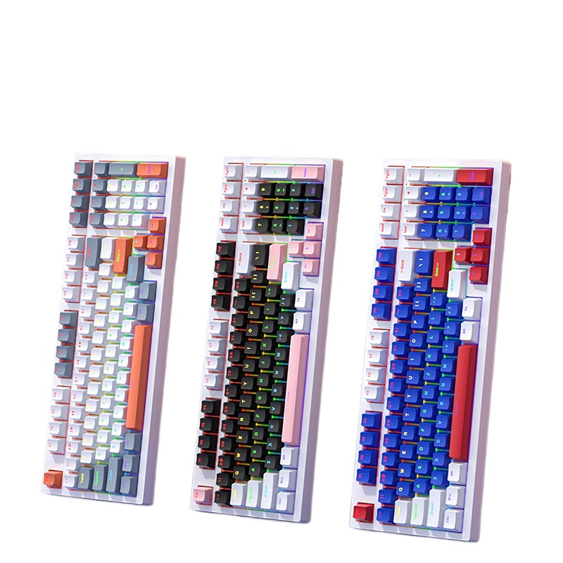 K98 發光有線 RGB 機械鍵盤,98 配列,可客製化,適用於遊戲電競,有青軸、紅軸可選