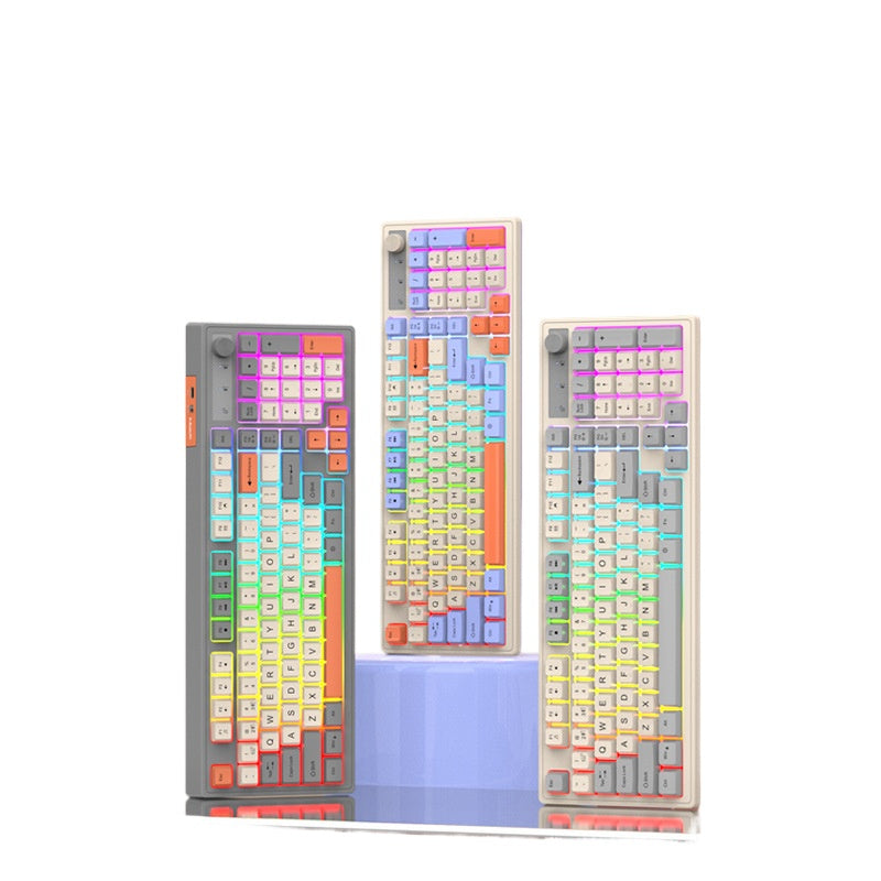 K-Snake K98 藍牙無線雙模鍵盤,機械手感,適用於臺式機、筆記本,辦公商務發光款