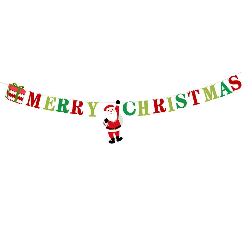 聖誕裝飾用品字母拉旗橫幅Merry Christmas彩旗 節日派對布置吊旗 (10件起批)