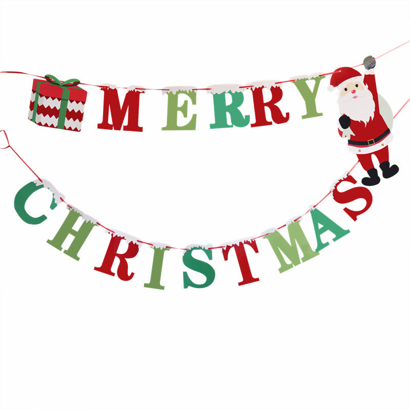 聖誕裝飾用品字母拉旗橫幅Merry Christmas彩旗 節日派對布置吊旗 (10件起批)