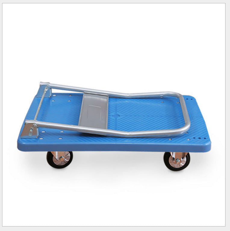 Folding silent flatbed plastic supermarket trolley transport truck pull truck hand trailer trolley casters