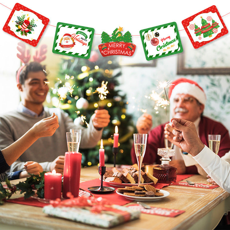 聖誕節裝飾門口掛牌裝飾拉旗拍照道具聖誕節裝飾品 (50件起批)