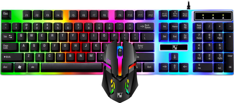 LX-2020懸浮七彩發光有線鍵鼠套裝,具機械手感