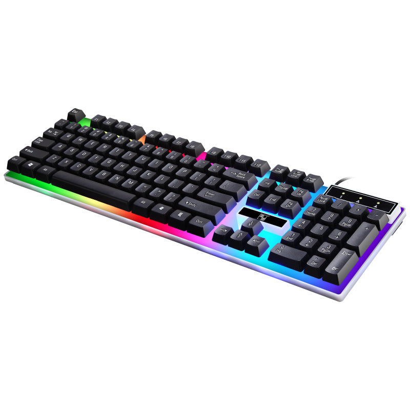 LX-2020懸浮七彩發光有線鍵鼠套裝,具機械手感