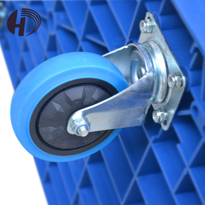 Folding silent flatbed plastic supermarket trolley transport truck pull truck hand trailer trolley casters