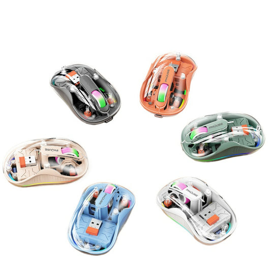 M333新款無線藍牙滑鼠,透明外觀,支援充電,附七彩呼吸燈,適用於平板、筆記本等辦公場景