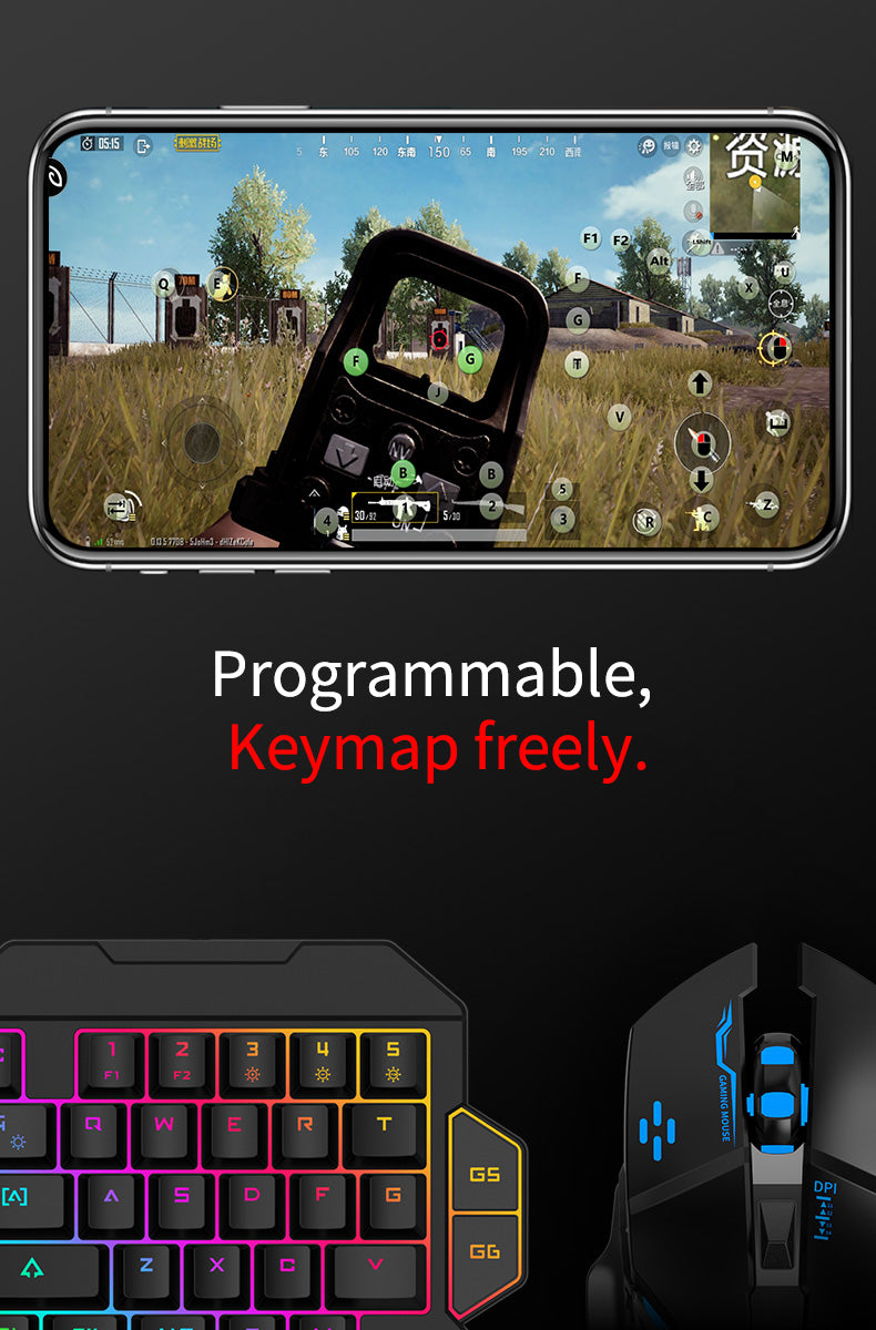 Mixlite 喫雞王座,遊戲手把鍵鼠轉換器,適用於英雄聯盟手遊等遊戲的周邊