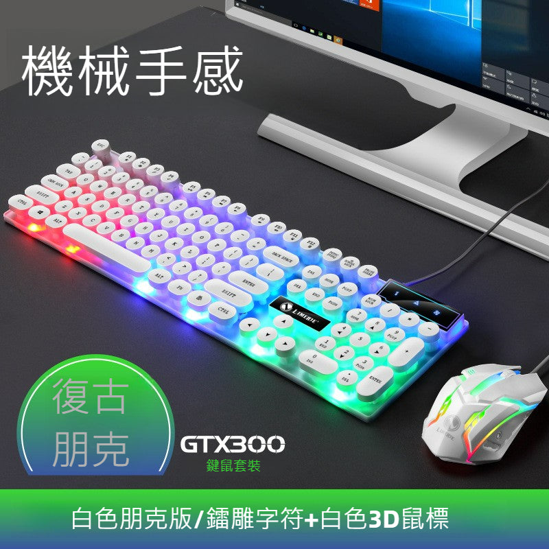 LIMEIDE GTX300 USB 發光鍵鼠套裝,含鍵盤、鼠標,適用於網吧,具七彩背光,遊戲必備