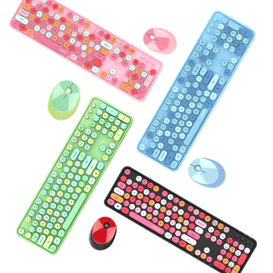 SWEET無線鍵鼠套裝,彩色外觀,帶有口紅朋克元素,可愛風格,適用於辦公