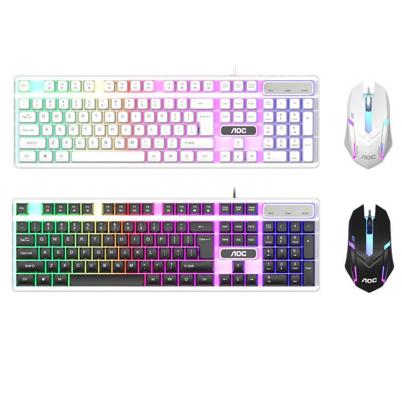AOC KM100 有線 USB 發光鍵鼠套裝,機械手感,遊戲專用