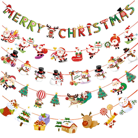 Christmas flag paper hanging flag party atmosphere decoration holiday decorations Christmas decoration (minimum batch of 12 pieces)