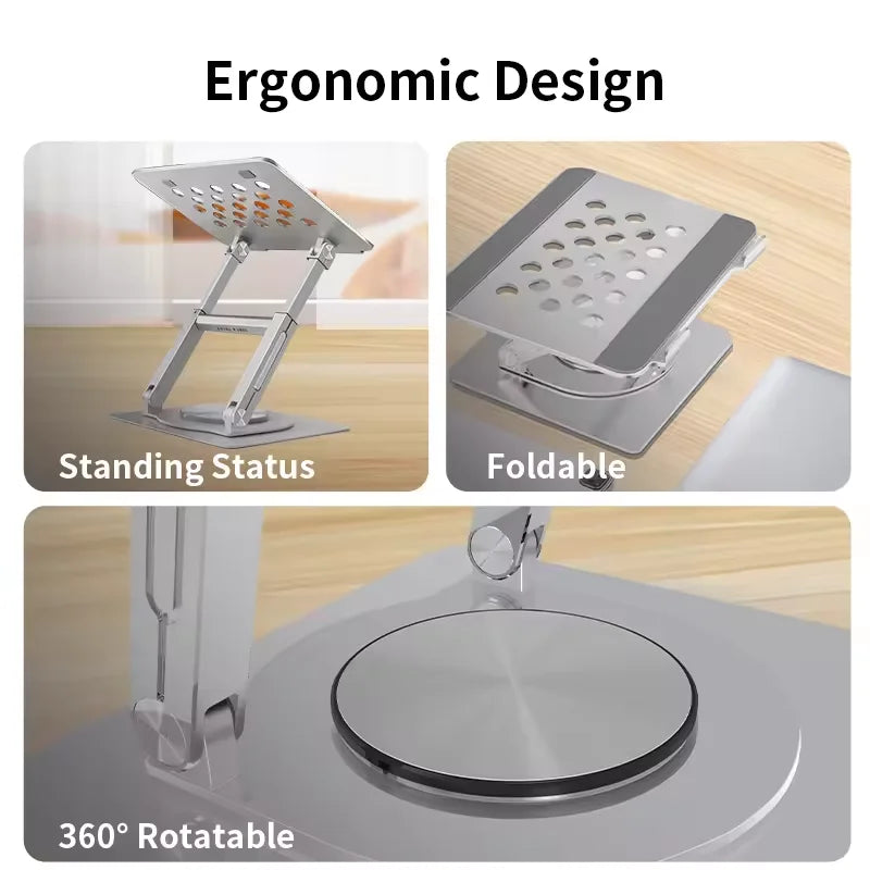伸縮式筆記本桌面支架!360° 旋轉底座 + 高度可調 坐用舒適維持好姿勢