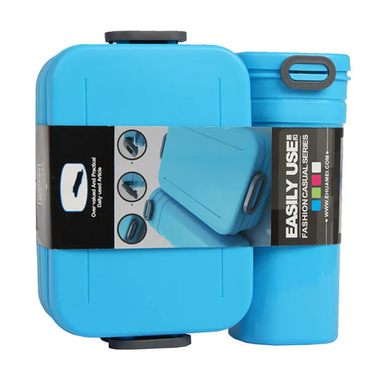 微波爐安全套裝:水瓶 + 便當盒 隔間小麥吸管塑料 絕緣可洗碗機