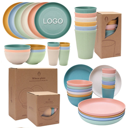 Modern 設計餐具套裝:小麥秸稈 + 塑料材質 1-8 人用