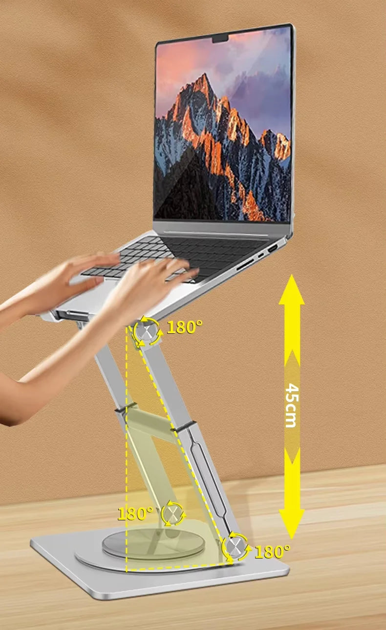 伸縮式筆記本桌面支架!360° 旋轉底座 + 高度可調 坐用舒適維持好姿勢