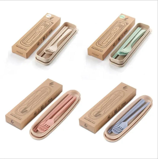 戶外野餐必備!可生物降解稻草小麥餐具套裝 支持訂製塑料款