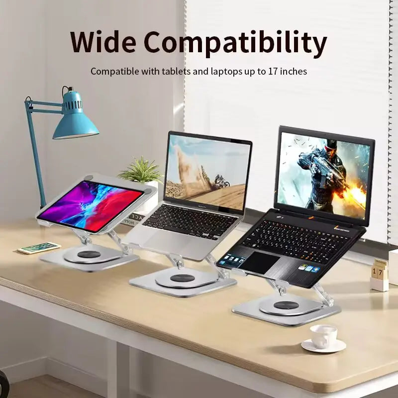 超強 360 度旋轉設計!可調高度的鋁合金筆記本支架 金屬構造超耐用