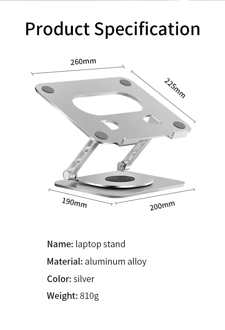 超強 360 度旋轉設計!可調高度的鋁合金筆記本支架 金屬構造超耐用