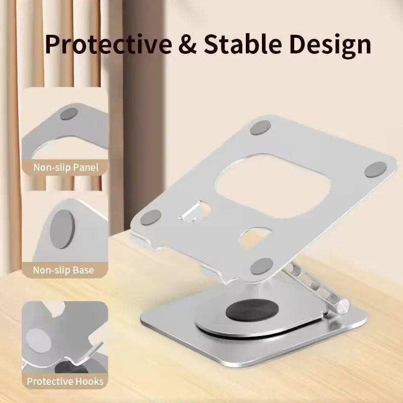 超強 360 度旋轉設計!可調高度的鋁合金筆記本支架 金屬構造超耐用