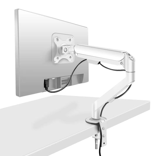 17-34 吋 Vesa 顯示器專用!白色單臂支架 鉸接氣彈簧可調款