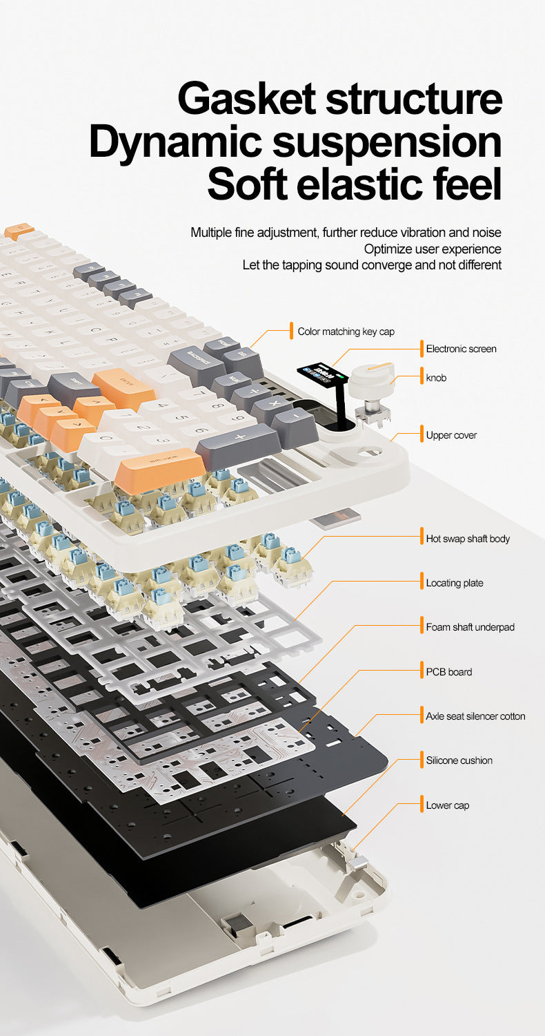 smailwolf MK98 三模 RGB 無線鍵盤,帶屏幕,藍牙客製化,遊戲機械鍵盤,具備拾音燈