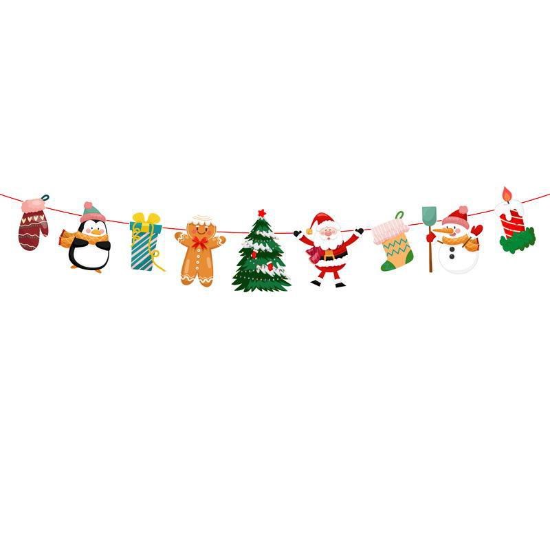 Christmas flag decoration supplies colorful flags pennants hanging flags Christmas party shopping mall scene decoration wholesale (minimum batch of 10 pieces)