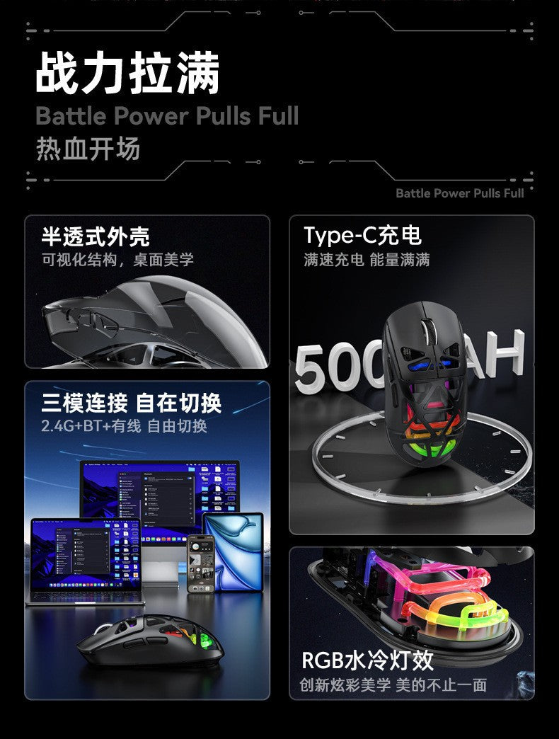 M7 鏤空輕量化洞洞鼠標,支持三模(藍牙、2.4G)無線連接,可充電,適用於電競遊戲,帶 RGB 發光,支持跨境銷售