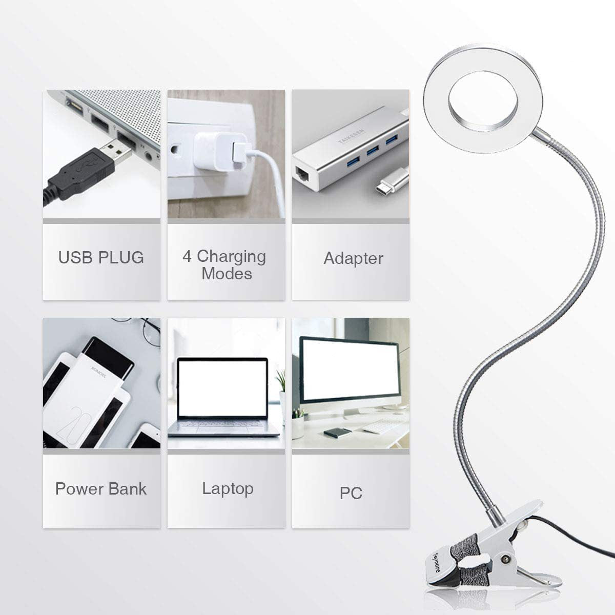 Hose Clamp Lamp Eye Protection Reading Bedside Lamp Clamp Table Lamp USB Clamp Lamp
