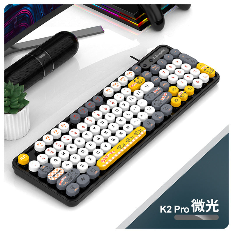K-Snake K2 有線 USB 鍵鼠套裝,復古朋克風,適合女生,適用於臺式機、筆記本辦公