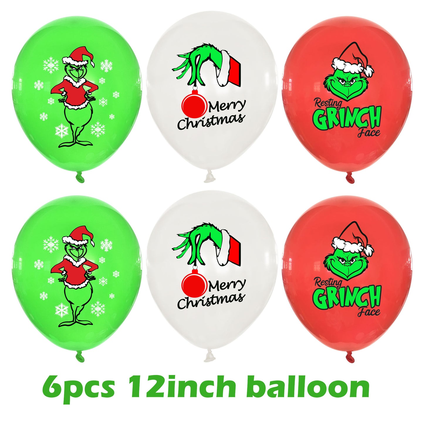 Grinch theme decoration Christmas party flag banner balloon birthday cake insert set (minimum batch of 2 sets)