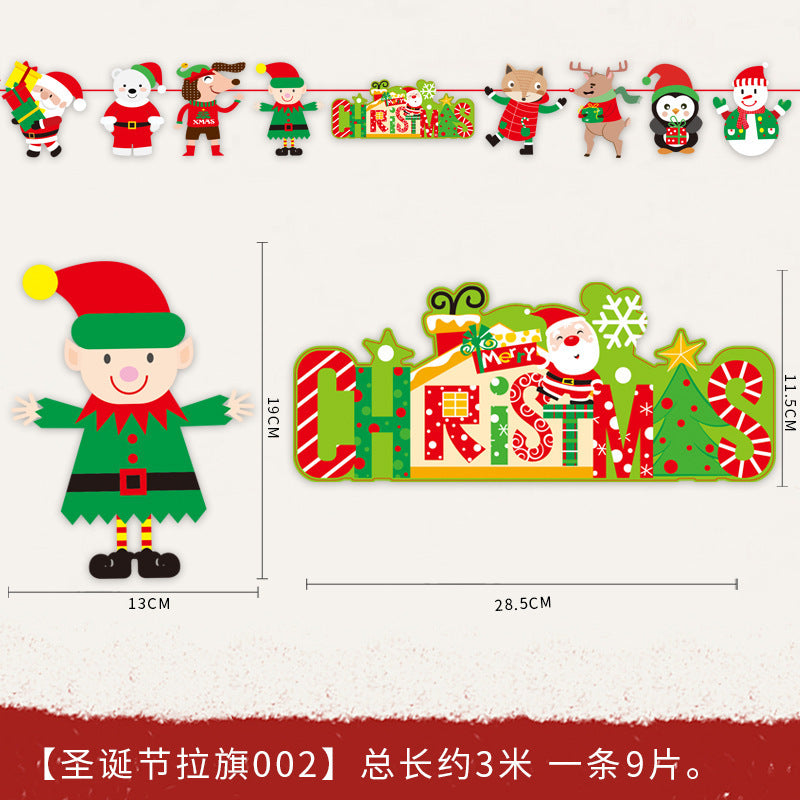 Christmas decoration supplies cartoon flags Christmas scene layout paper hanging flags (minimum batch of 10 pieces)
