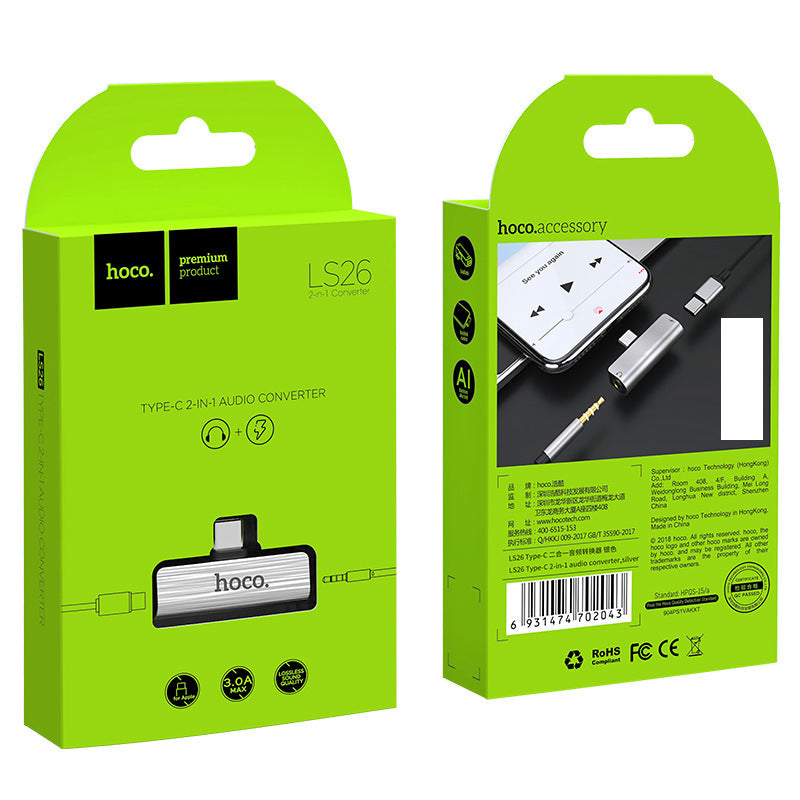 HOCO hoco LS26 new cross-border mobile phone Type-C adapter two-in-one audio 3.5MM converter