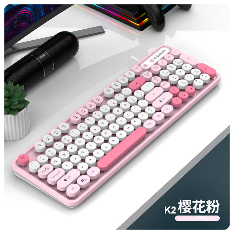 K-Snake K2 有線 USB 鍵鼠套裝,復古朋克風,適合女生,適用於臺式機、筆記本辦公