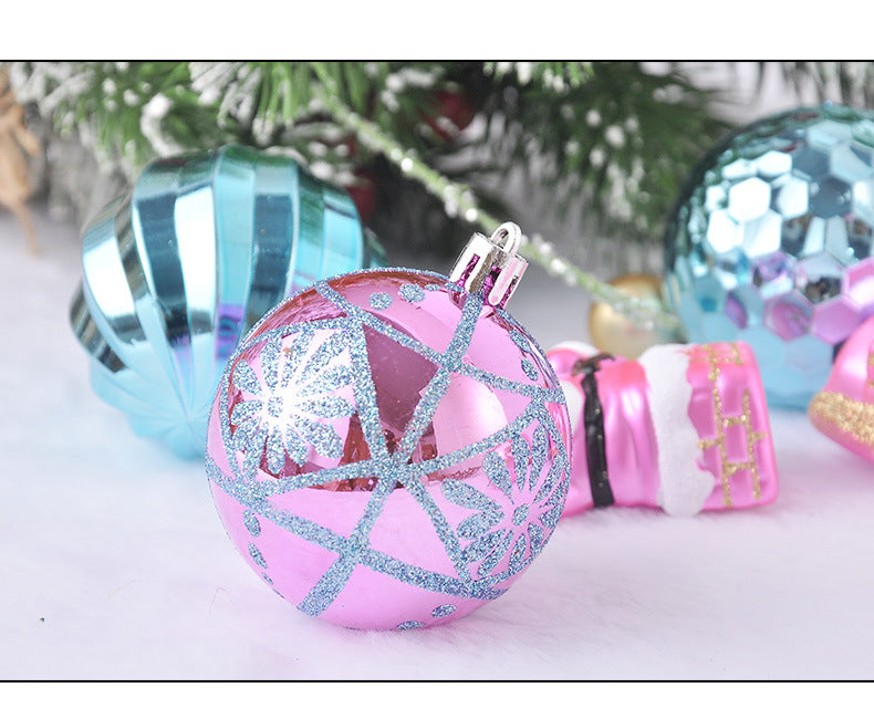 Christmas 3cm mixed house painted electroplating gift bag Christmas hanging ornaments Christmas ball set
