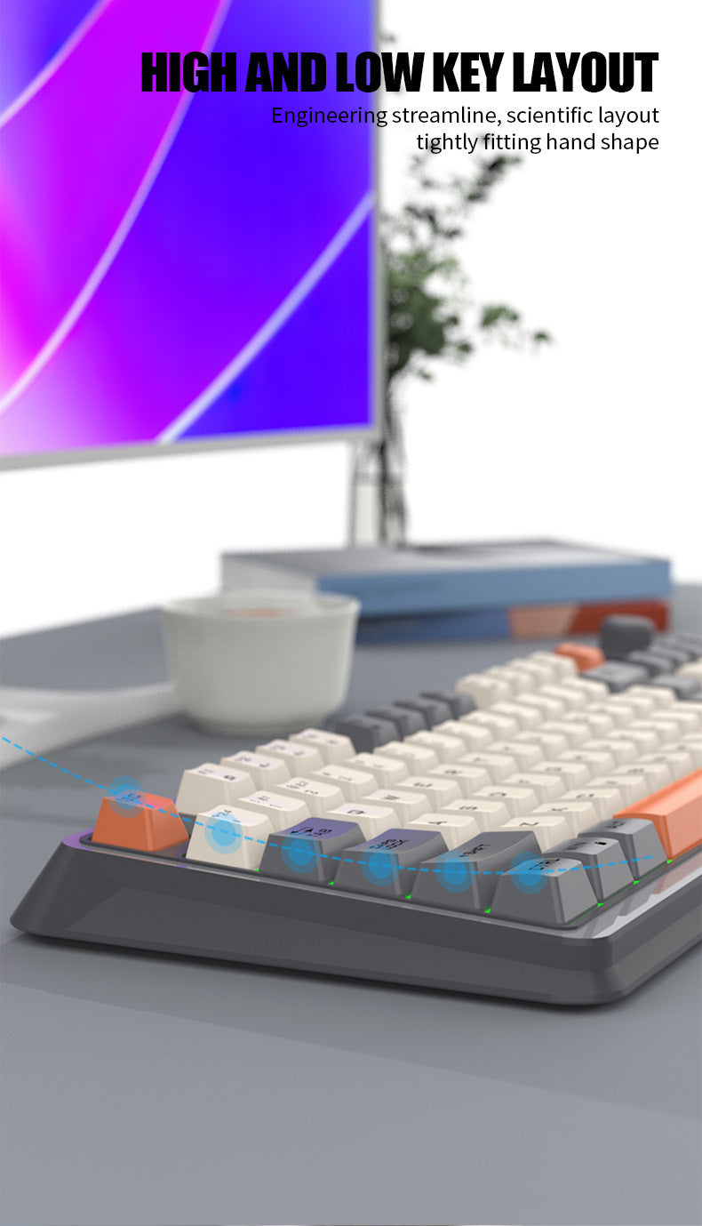 XUNFOX K94 時尚拼色旋鈕無線藍牙雙模發光鍵盤,適用於電腦、筆記本