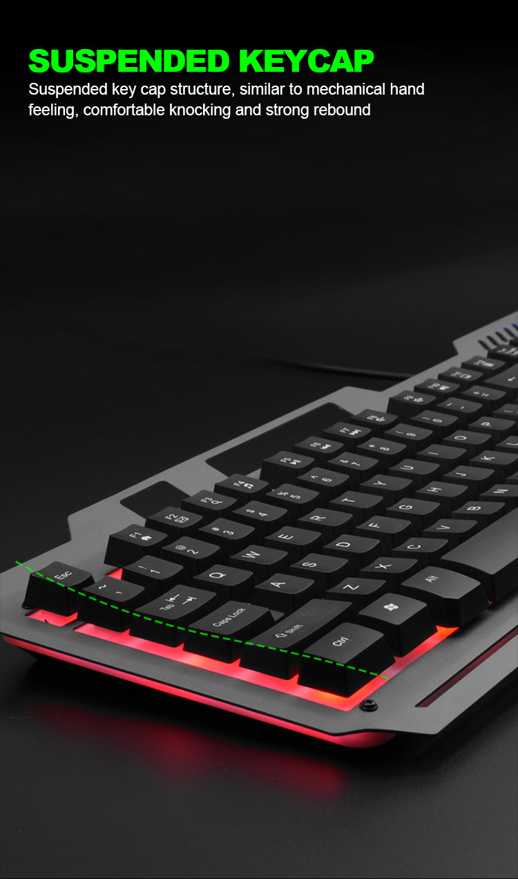 T25機械手感鍵盤 電競遊戲有線金屬鍵鼠套裝