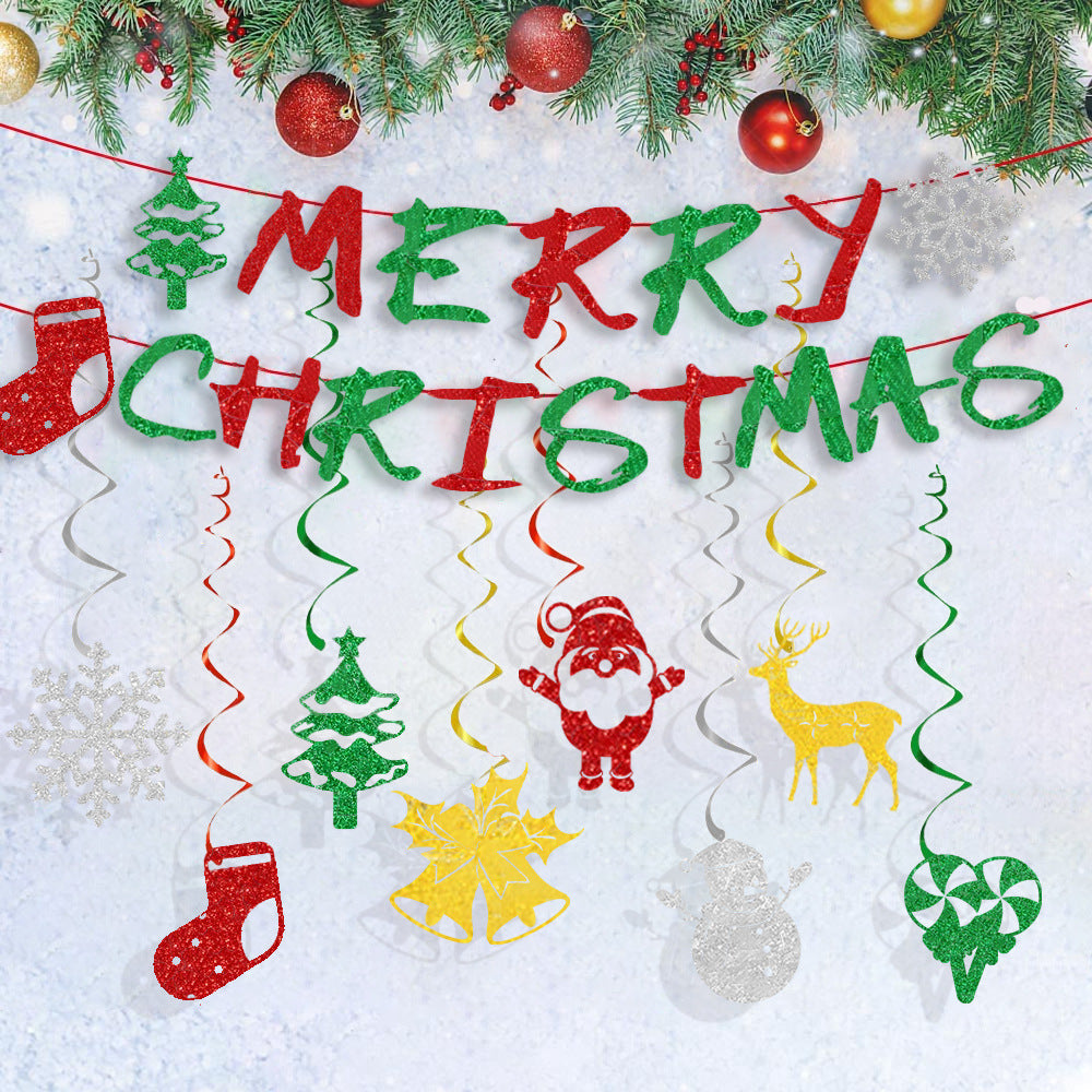 Christmas paper latte art letter bunting party decoration banner holiday supplies (minimum batch of 30 pieces)