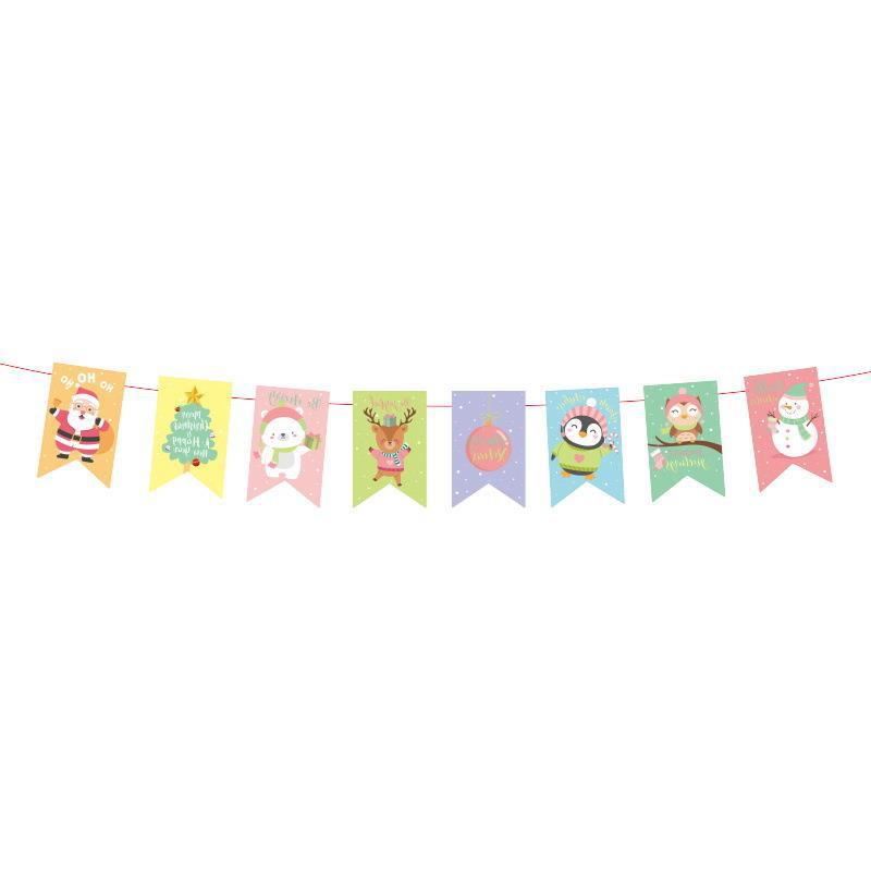 Christmas flag decoration supplies colorful flags pennants hanging flags Christmas party shopping mall scene decoration wholesale (minimum batch of 10 pieces)