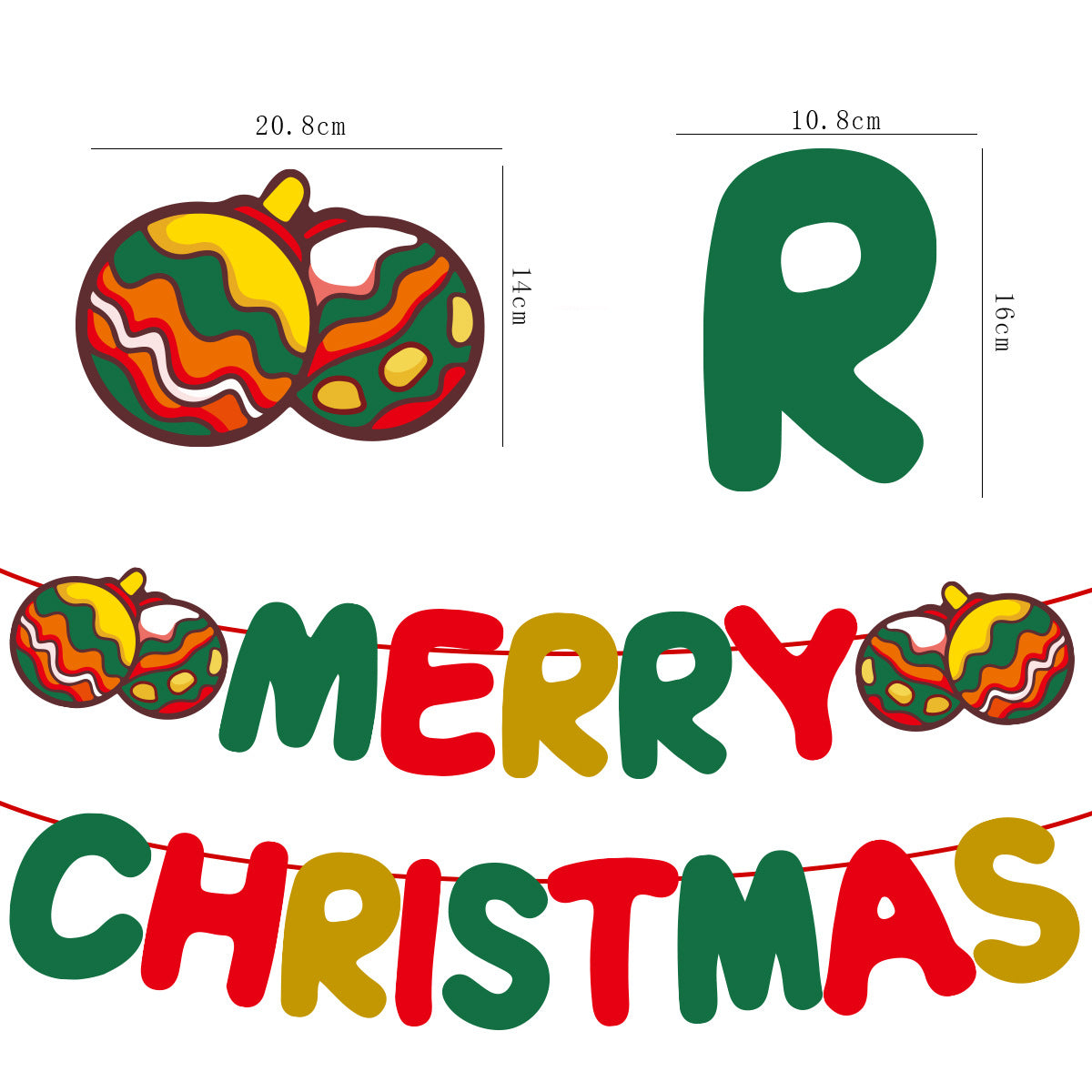 Christmas bells, Christmas letters, red and green flags, Christmas party venue layout, banners and colorful flags (minimum order of 10 pieces)