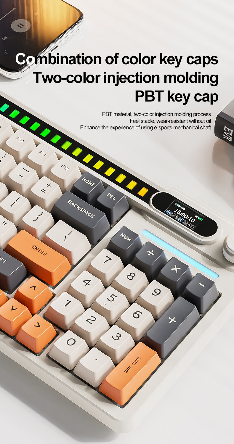 smailwolf MK98 三模 RGB 無線鍵盤,帶屏幕,藍牙客製化,遊戲機械鍵盤,具備拾音燈