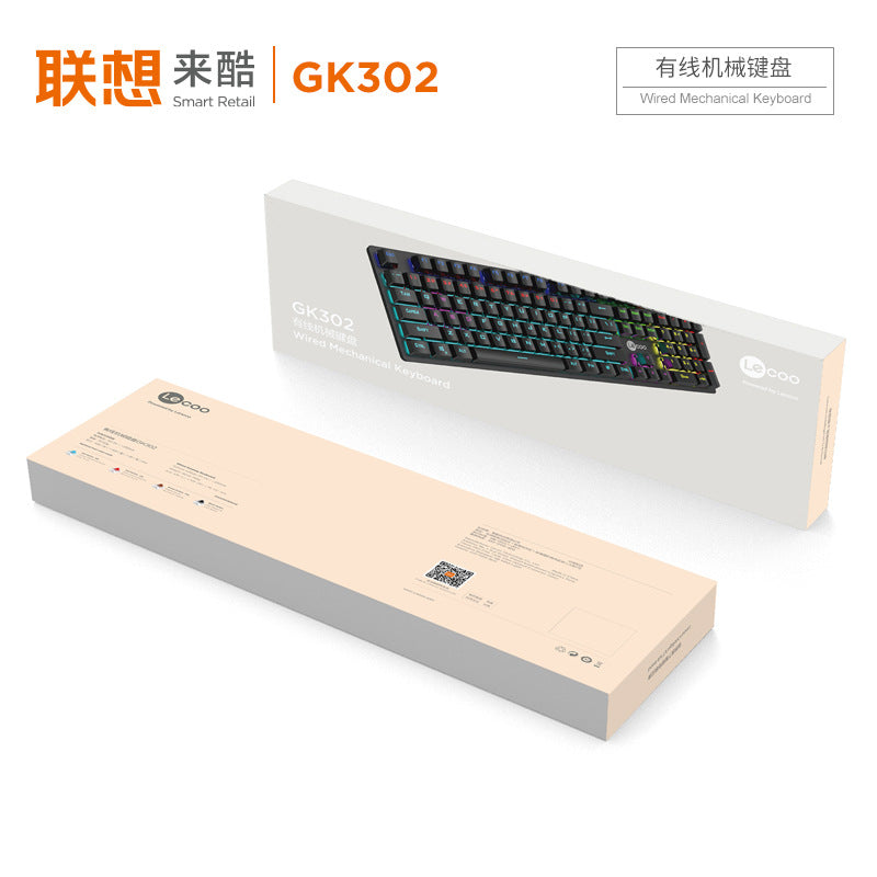 Lecoo GK302真機械鍵鼠套裝,青軸混光,有線USB,適用於桌上型電腦、筆記本,電競遊戲專用