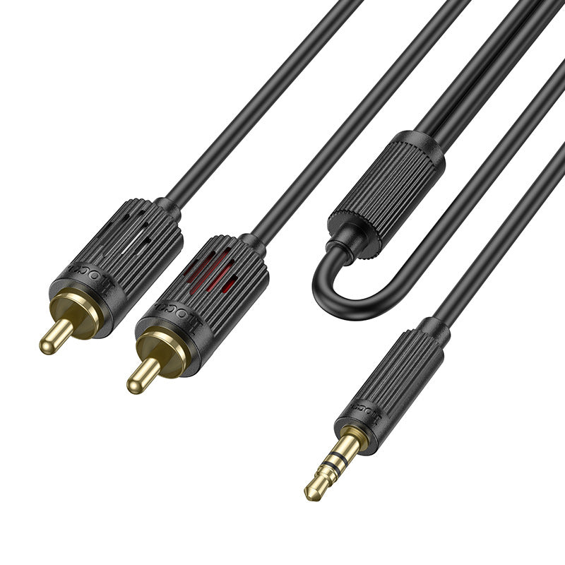 HOCO UPA28 new one-to-two 3.5mm to dual Lotus RCA audio cable adapter wiring speaker computer