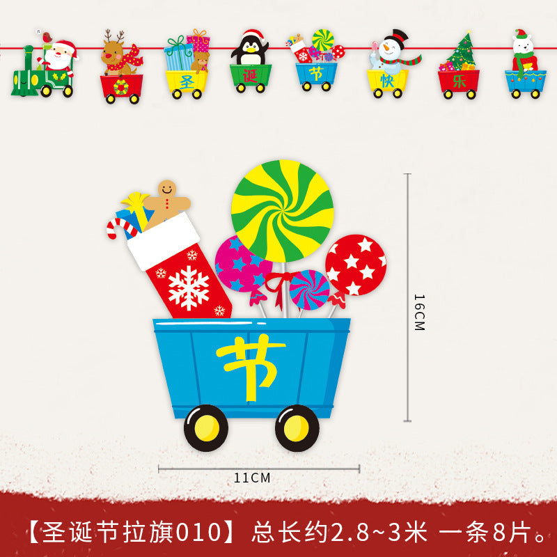 Christmas decoration supplies cartoon flags Christmas scene layout paper hanging flags (minimum batch of 10 pieces)