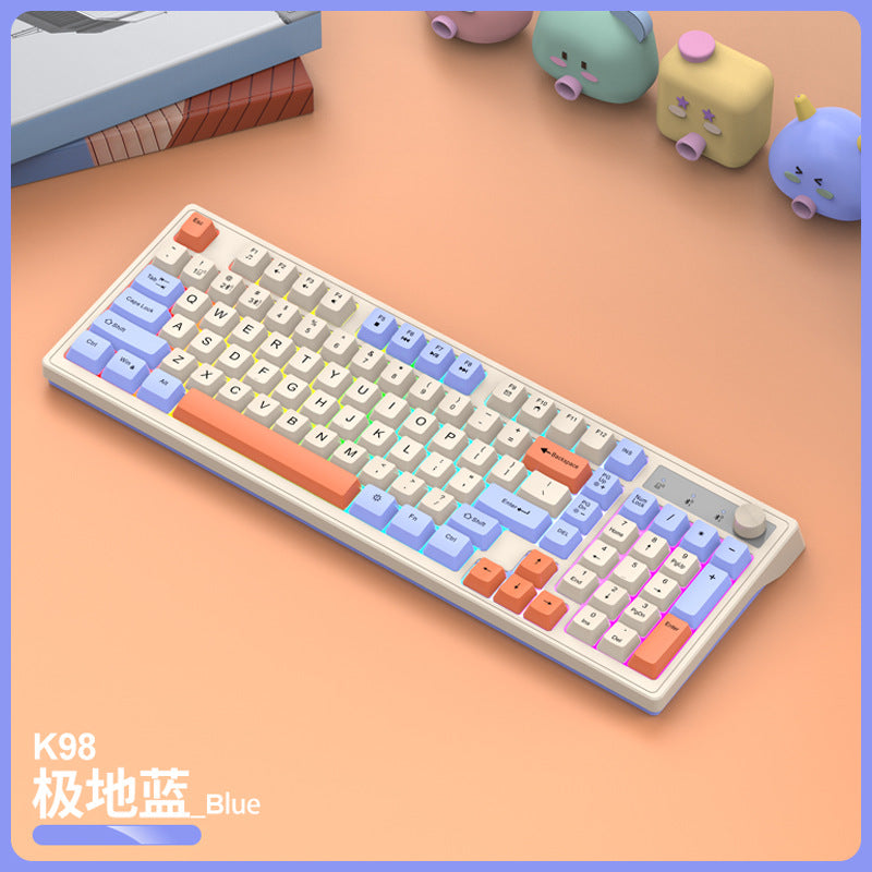 K-Snake K98 藍牙無線雙模鍵盤,機械手感,適用於臺式機、筆記本,辦公商務發光款