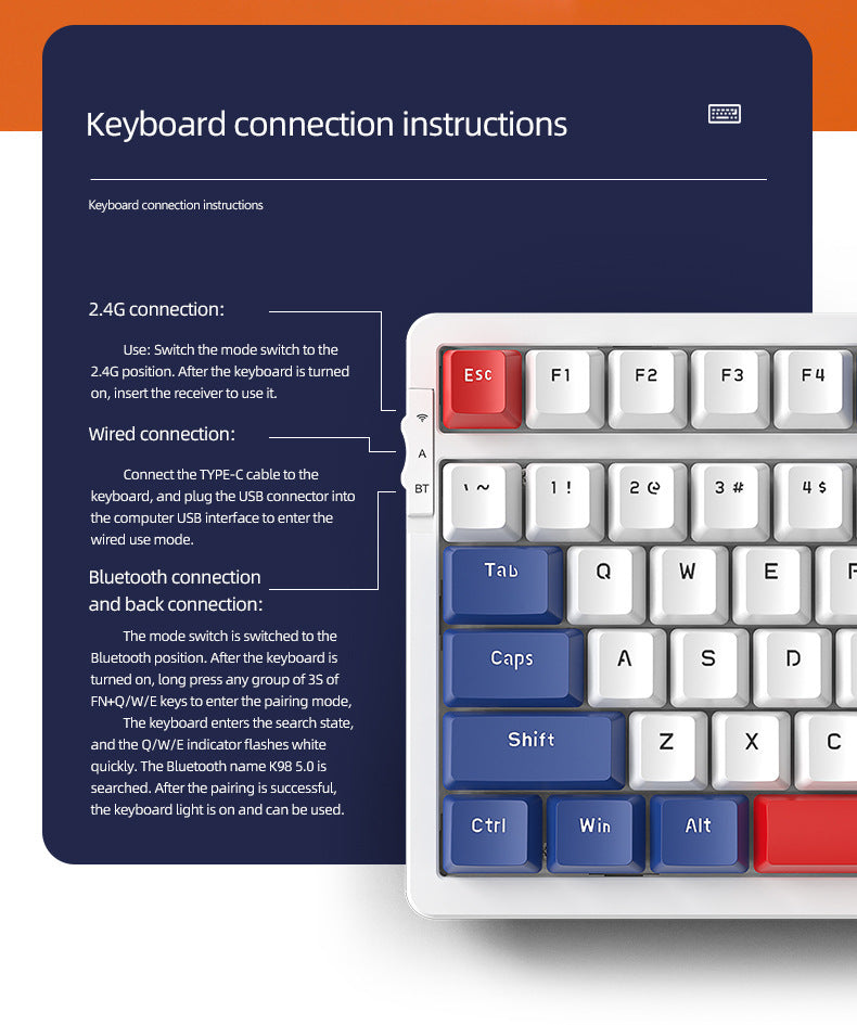 Attack Shark K98RGB三模熱插拔機械鍵盤客製化遊戲藍牙無線鍵盤