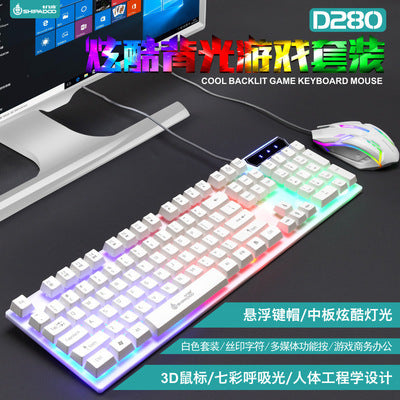 SHIPADOO D500 發光 RGB 鍵盤鼠標套裝,有線 USB 連接,具備背光效果和機械手感 。