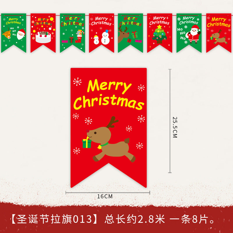 Christmas decoration supplies cartoon flags Christmas scene layout paper hanging flags (minimum batch of 10 pieces)