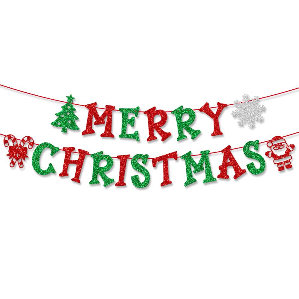 Christmas paper latte art letter bunting party decoration banner holiday supplies (minimum batch of 30 pieces)