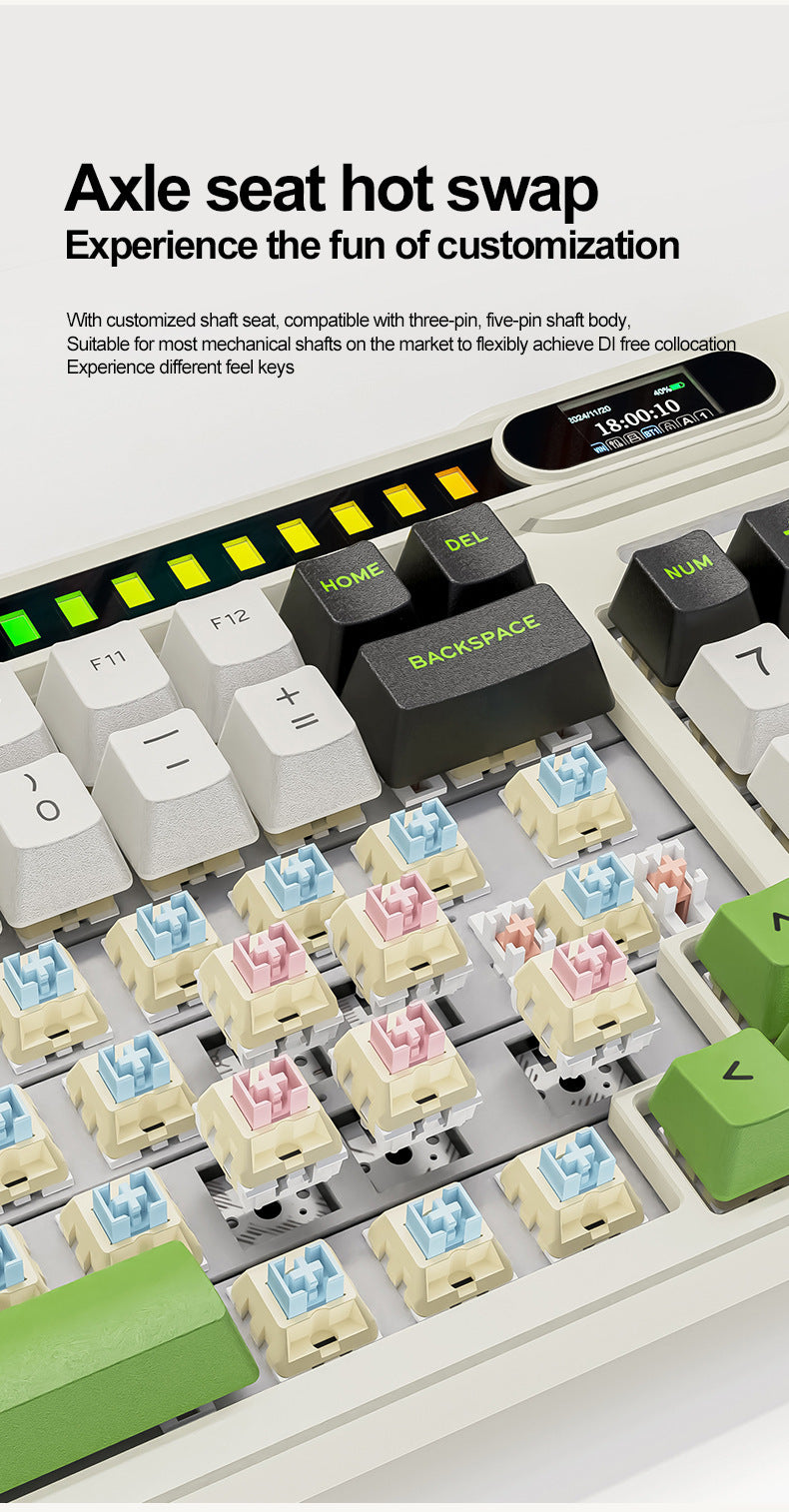 smailwolf MK98 三模 RGB 無線鍵盤,帶屏幕,藍牙客製化,遊戲機械鍵盤,具備拾音燈