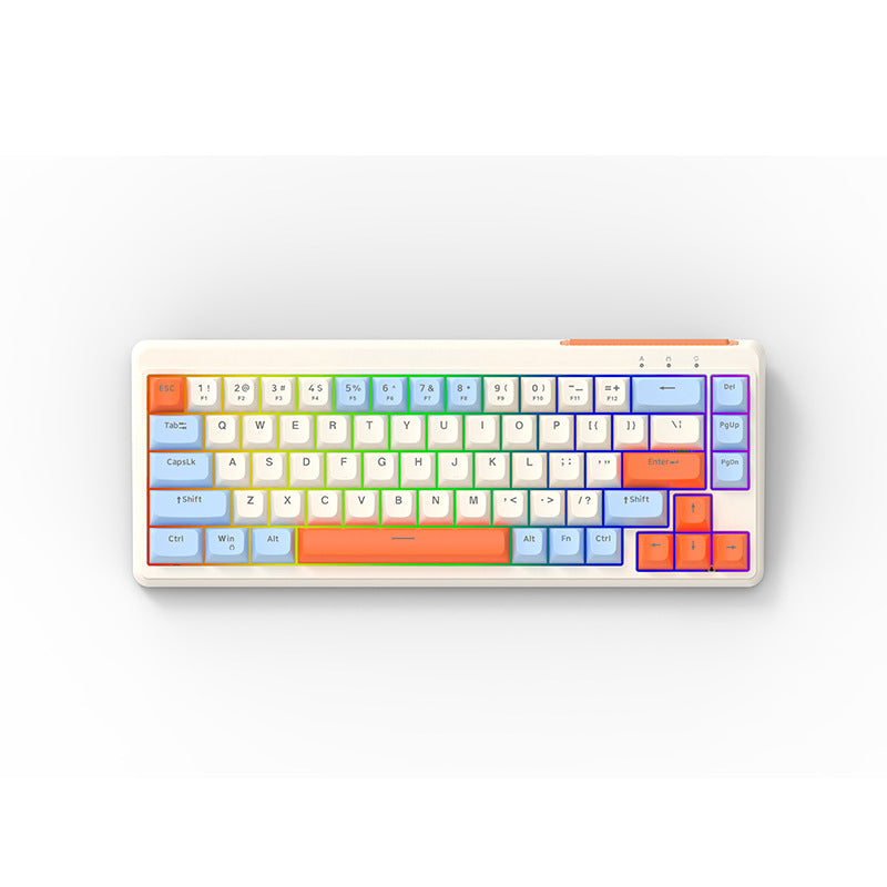 acer 67鍵有線鍵盤,具備炫彩發光效果,擁有機械手感,適用於遊戲和辦公場景,USB接口,採用時尚三拼色設計